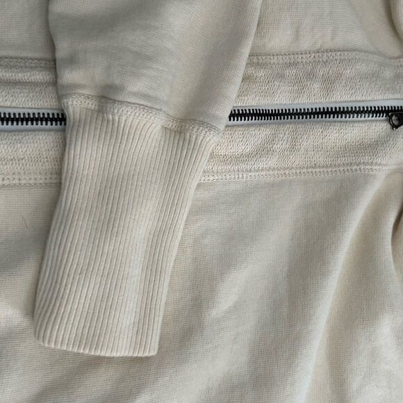 James Perse Cream Cropped Hooded Zip Up Sweatshirt Size Small - Picture 10 of 11